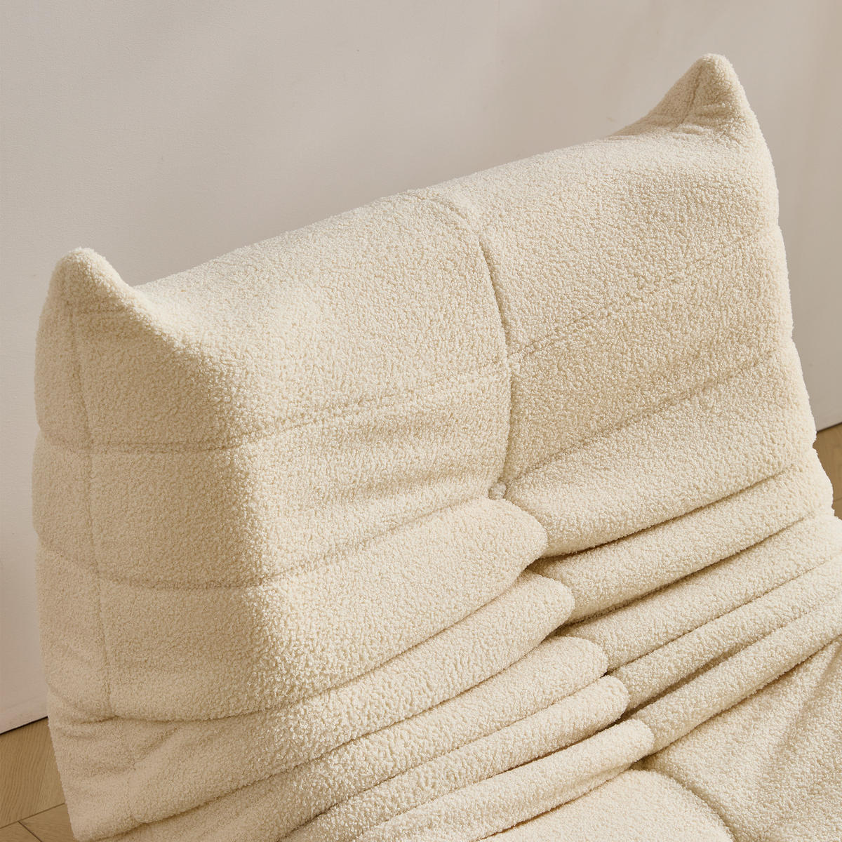LOUNGESESSEL Beige aus Teddyfleece mit Schaumstofffüllung - Beige, Textil (120/82/112cm) - BEAOK