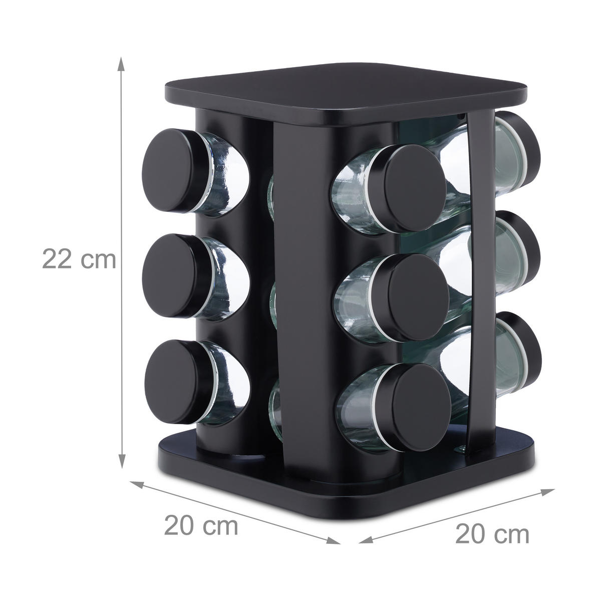 13-DIELNY stojan na korenie - viacfarebná, kov/sklo (20/22/20cm) - Relaxdays