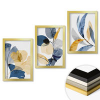 WANDBILDER 3er Set - 20x30 cm Goldrahmen - Aquarell-Pflanzenmotive - Goldfarben, Kunststoff (20/30cm) - ArtPrintCave