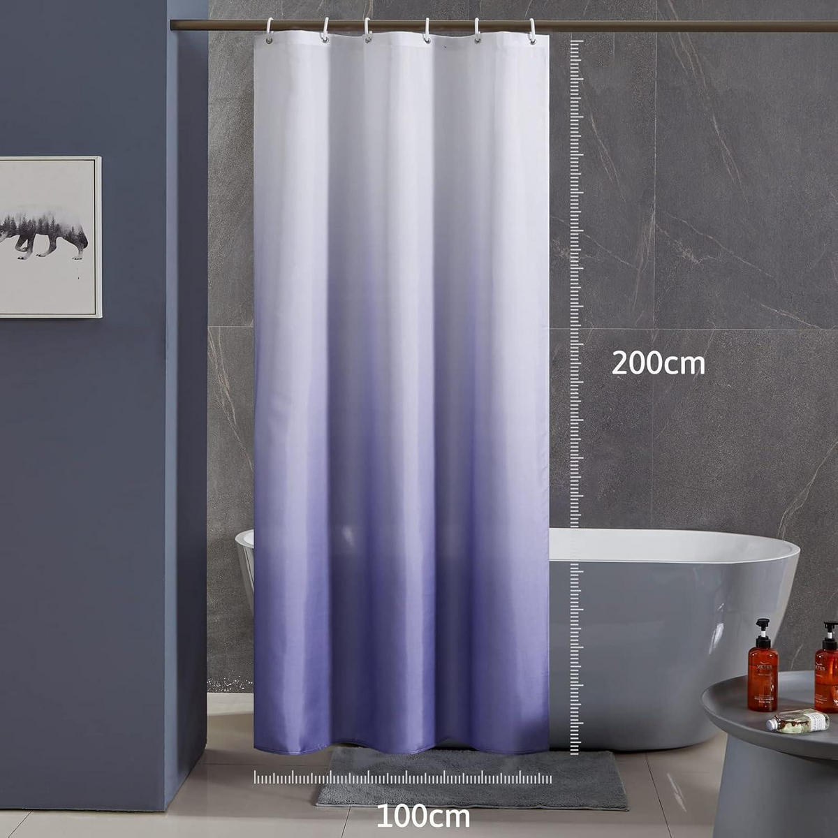 DUSCHVORHANG Textil Weiß nach Lila 100 x 200 cm - Lila, Textil (100/200cm)