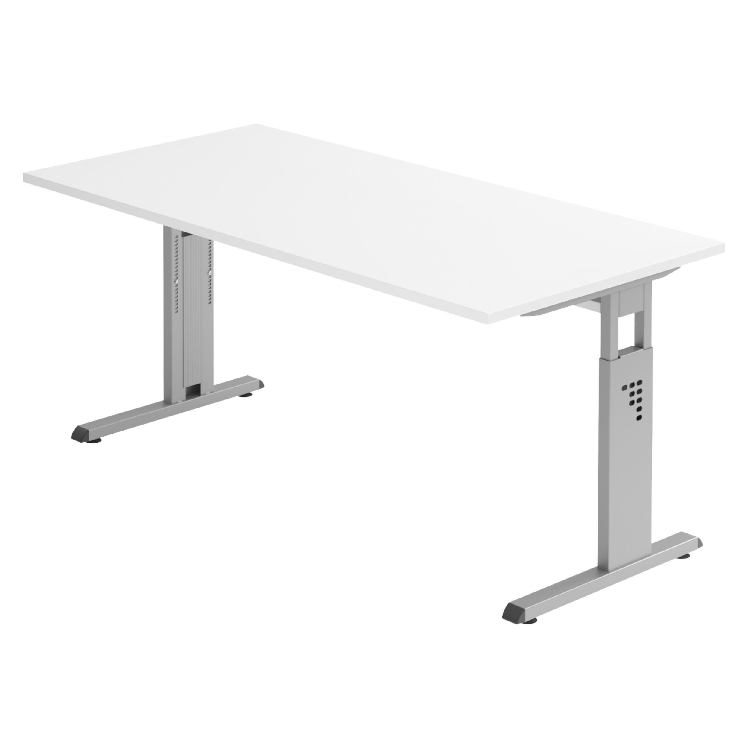 SCHREIBTISCH Serie-O 80/160/74 cm in Weiß/Silberfarben - Silberfarben/Weiß, Holzwerkstoff (80/160/74cm) - bümö