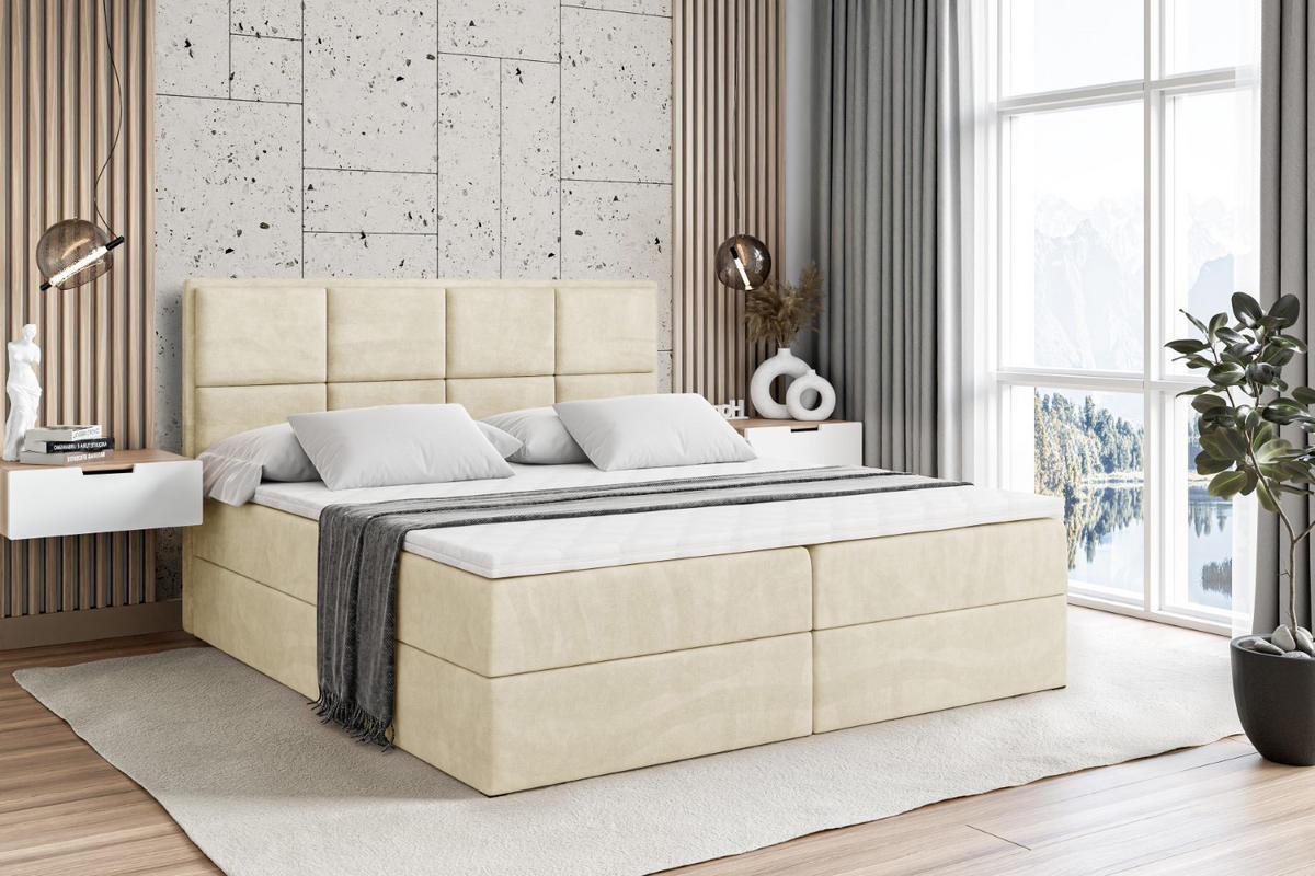 BOXBETT mit Matratze H4 und Lattenrost - NOVA - 120x200 - H4 - Beige - Beige, Holzwerkstoff (120/200cm) - ALTDECOR