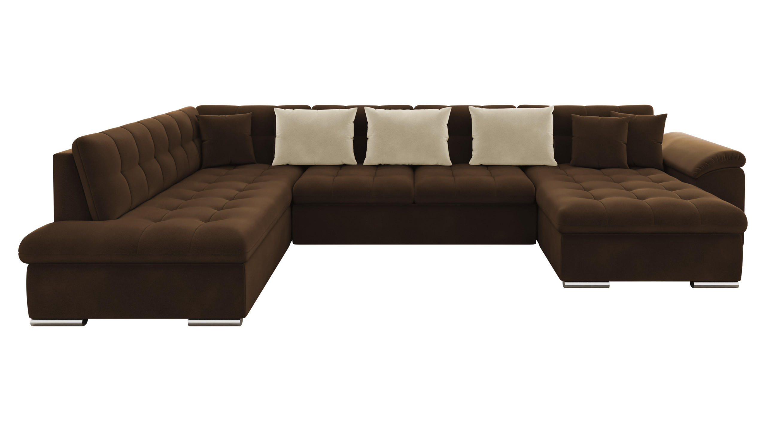 WOHNLANDSCHAFT Niko Bis, Seite: Rechts - Braun, Holz/Textil (348/76/205cm) - MIRJAN24