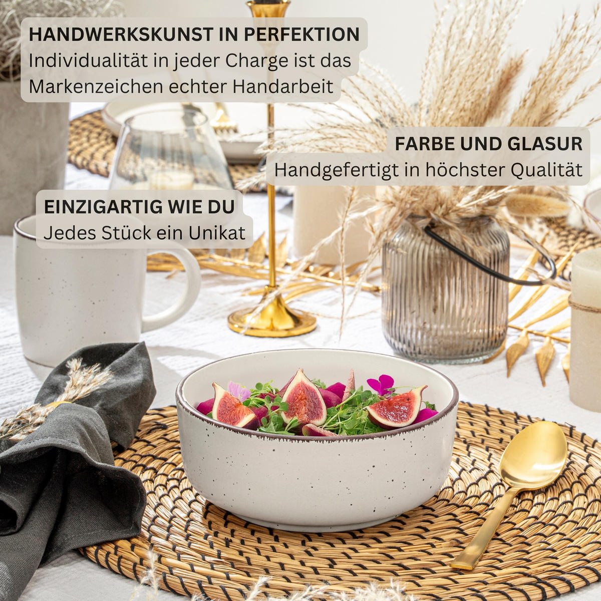 SCHALEN BOMBAY IVORY - 4 teilig aus Steingut - Weiß, Stein (16.5/16.5/6.5cm) - Sänger