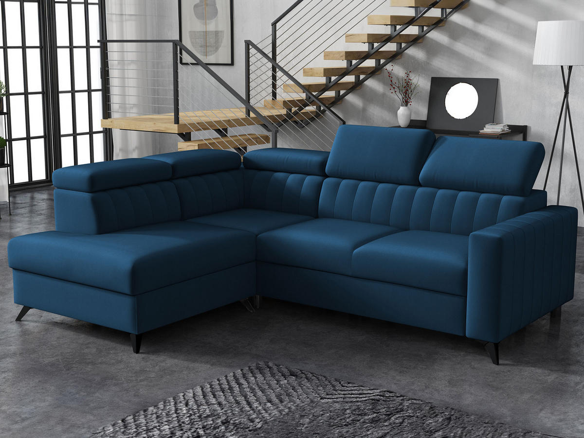 ECKSOFA Milano 2RRLXP, Seite: Links LXP+R+2R - Blau, Holz/Textil (249/195cm) - MIRJAN24