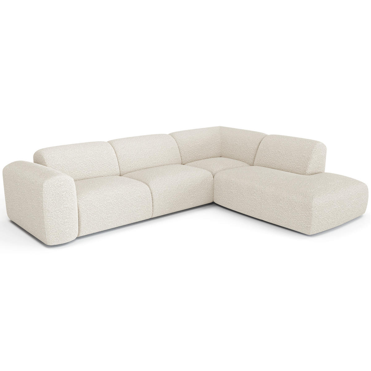 ECKSOFA RECHTS Bouclé-Stoff Creme 269cm - Creme, Textil (269/221cm) - Sia Home