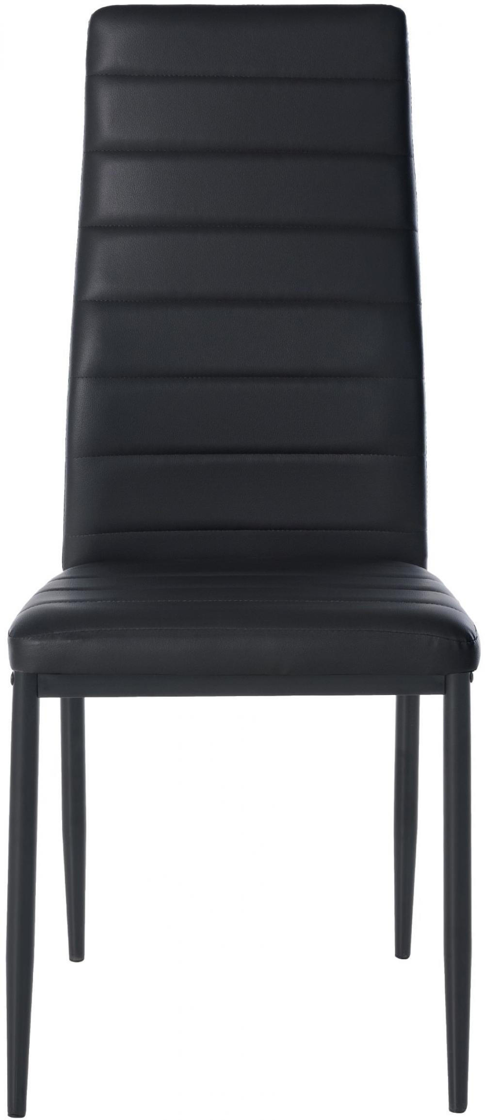 STUHL 6er Set Lederlook schwarz - Schwarz, Textil/Metall (41.5/99/40cm) - CLP