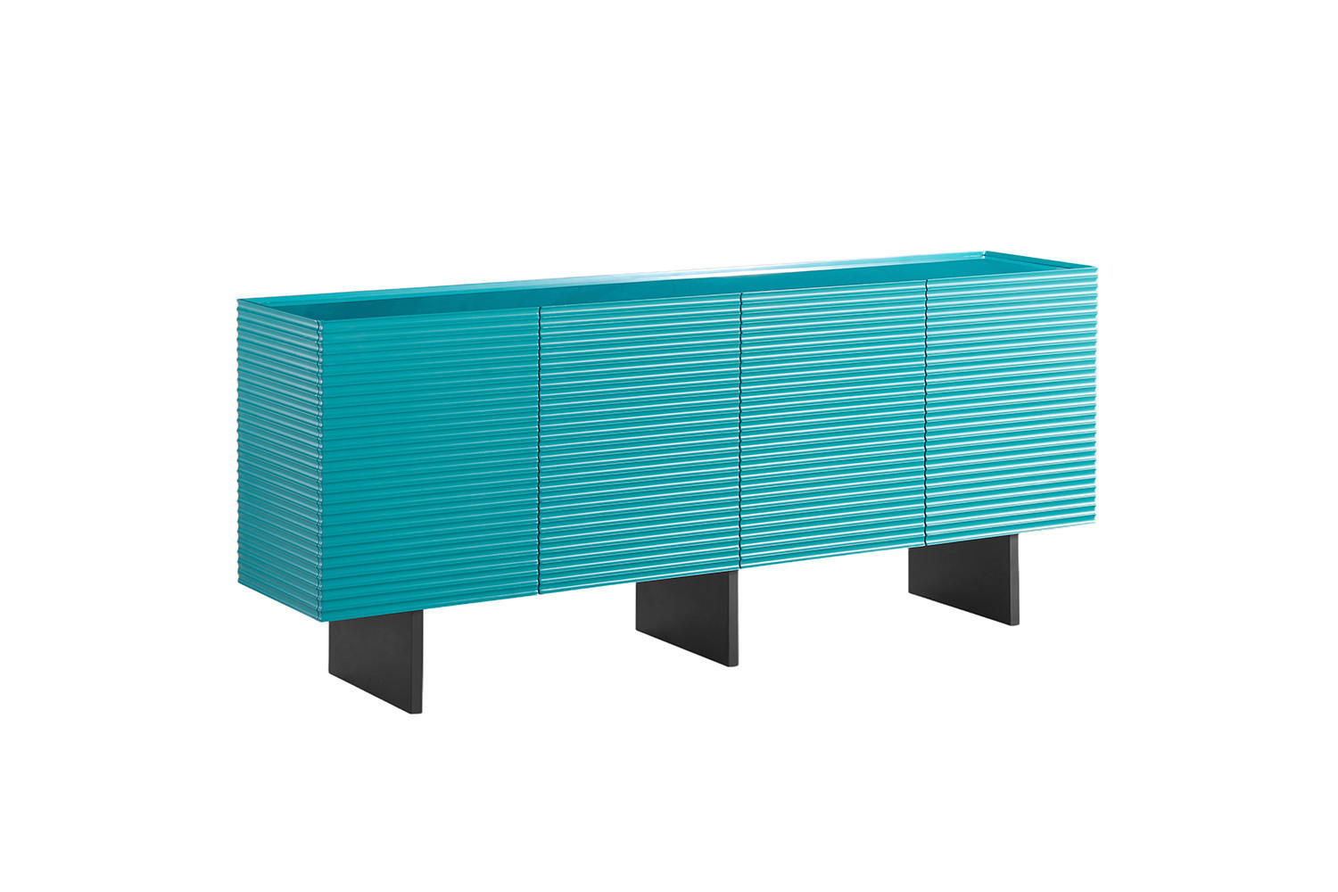 SIDEBOARD LYNN Blau Holz - Blau/Schwarz, Holzwerkstoff/Metall (180/75/40cm) - KAWOLA