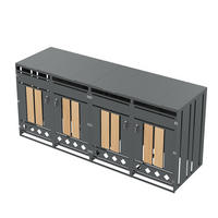 MÜLLTONNENBOX aus Stahl in Grau/Holzoptik mit hydraulischem Klappdeckel - Grau, Metall (264/118.5/80cm) - Modfu