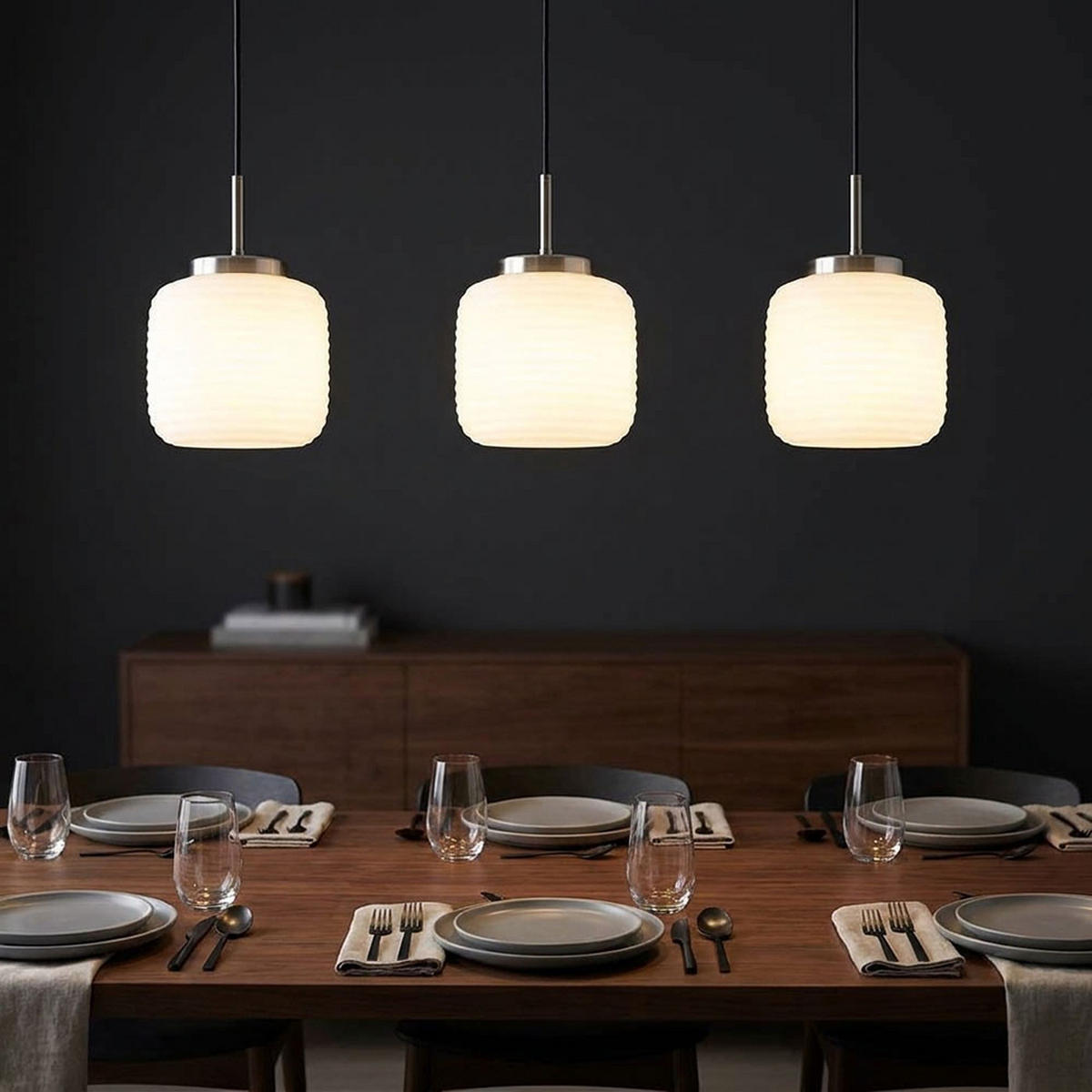 PENDELLEUCHTE Metall Weiß 3-Flammig - Champagner, Glas (90/20/130cm) - Globo Lighting