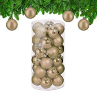 30XWEIHNACHTSKUGELN - Creme, Kunststoff (6/7/6cm) - Relaxdays