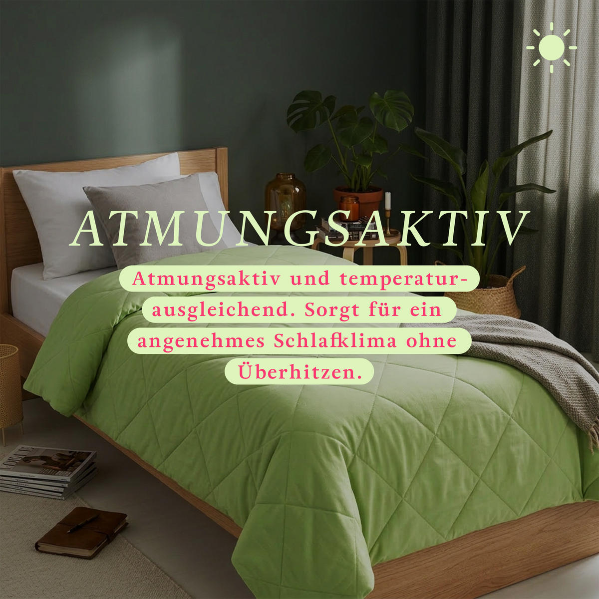 SOMMERBETT Steppbett leicht Apfelgrün 135x200 cm - Grün, Textil (135/200cm) - Bestlivings