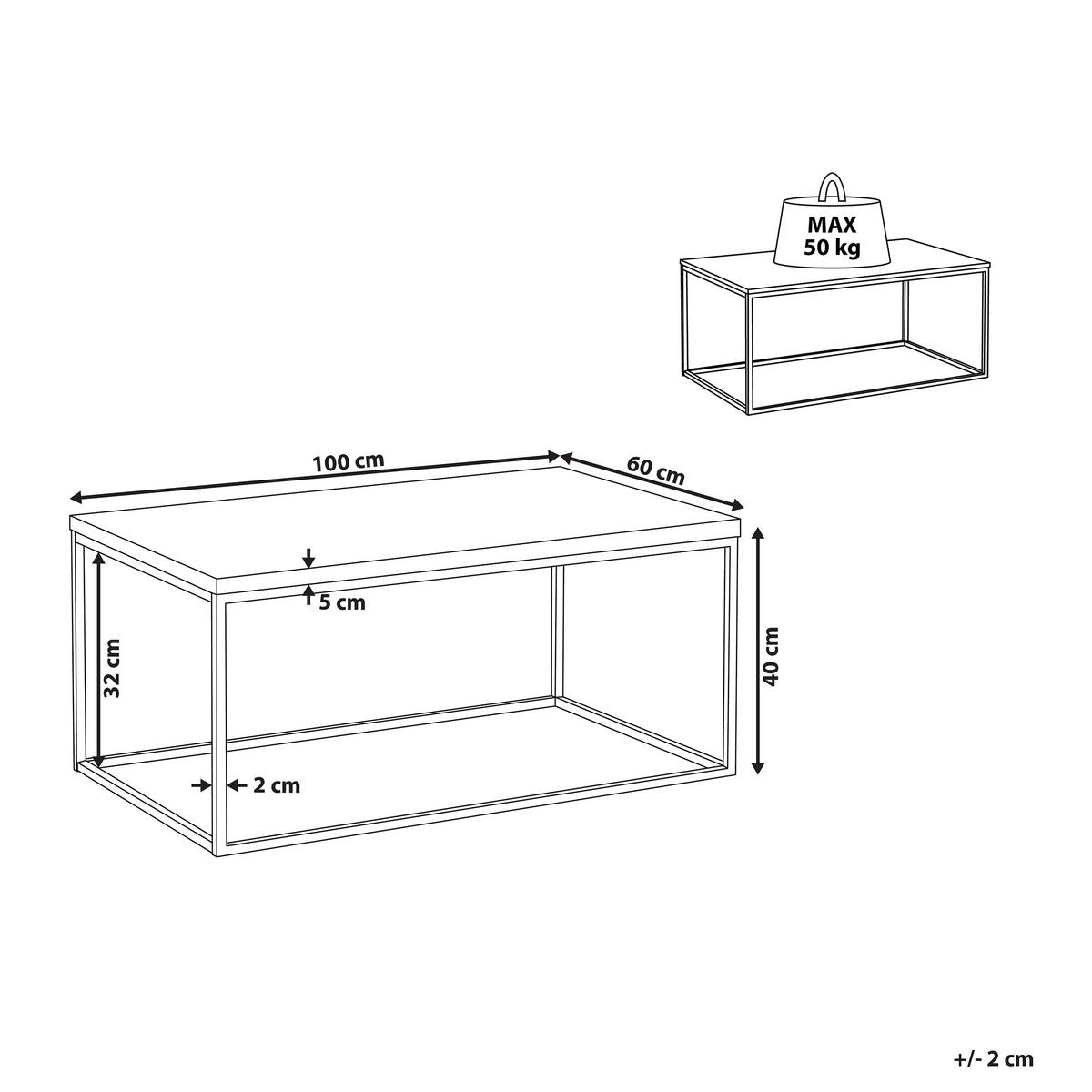 COUCHTISCH Betonoptik/schwarz 100/60/40 cm Delano - Schwarz/Grau, Holzwerkstoff (60/100/40cm) - Beliani