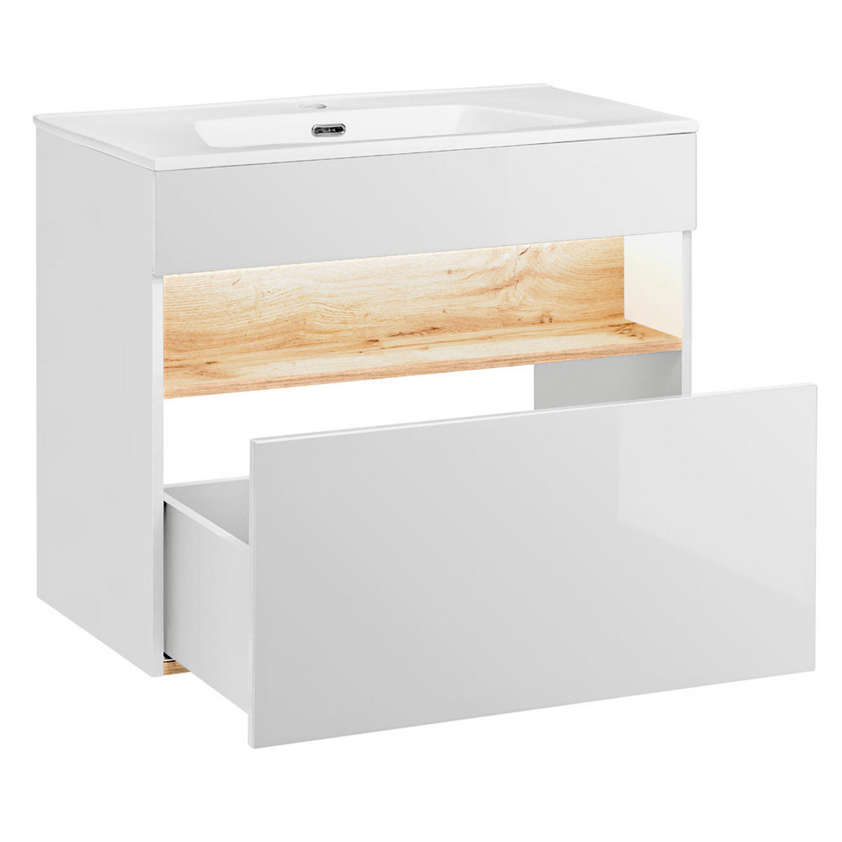 BADMÖBEL-SET 5-TLG. Bermuda-56 - Weiß, Holzwerkstoff (135/200/45cm) - Lomado