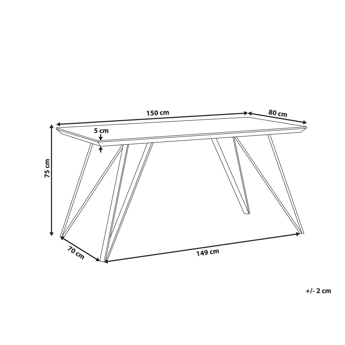 ESSTISCH 150/80/75 cm Weiß schwarz Rechteckig Molden - Weiß, Holzwerkstoff (150/80/75cm) - Beliani