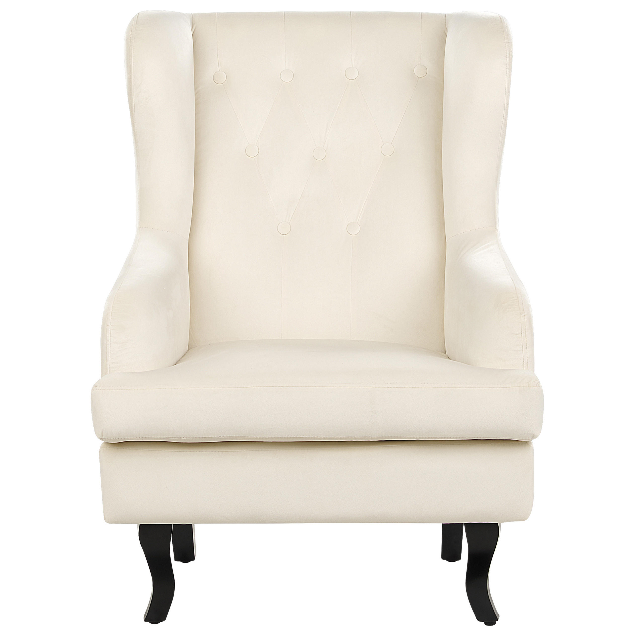 SESSEL Samtstoff Cremeweiß Alta - Schwarz/Weiß, Textil (65/100/85cm) - Beliani