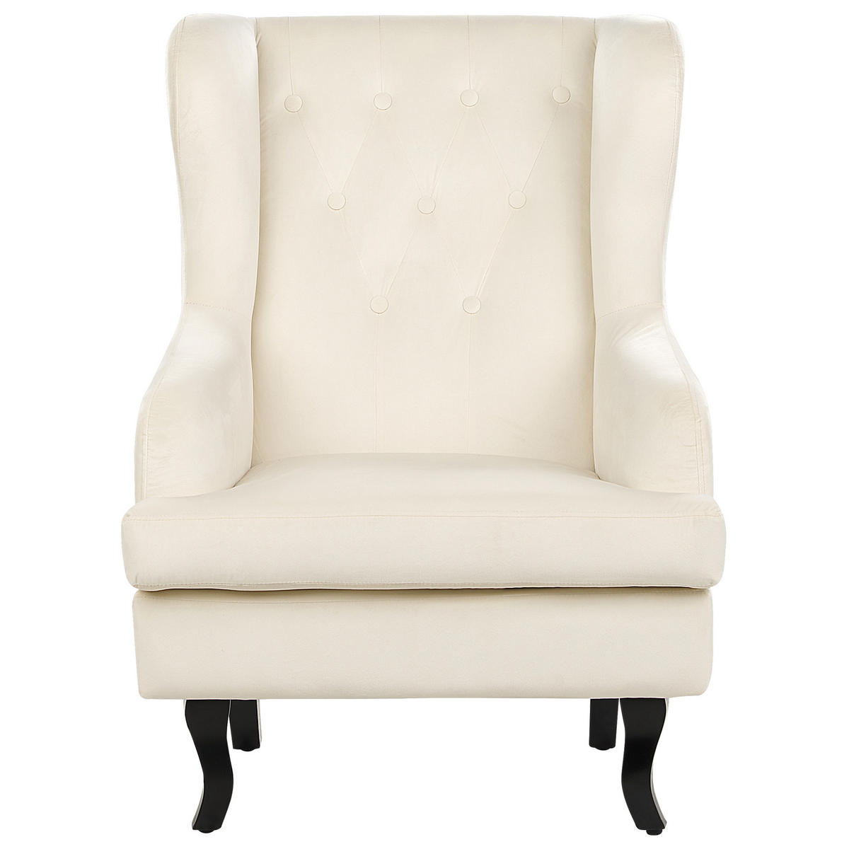 SESSEL Samtstoff Cremeweiß Alta - Schwarz/Weiß, Textil (65/100/85cm) - Beliani