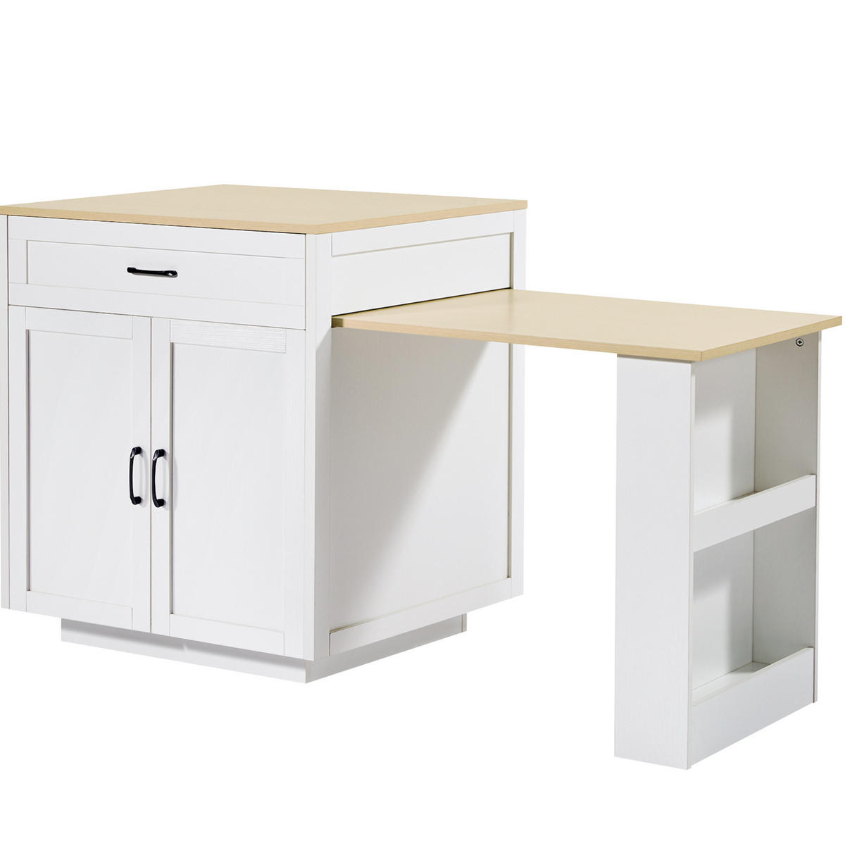 STEHTISCH ausziehbar mit Stauraum 133-202 x 70 x 93,5 cm Weiß - Weiß, Holz (70/93.5/133cm) - Beauniv
