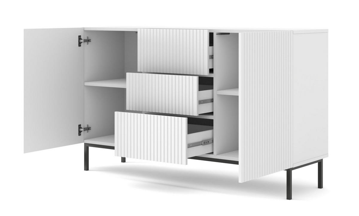 KOMMODE Weiß, Weiß, Schwarz 150/87/42 - Schwarz/Weiß, Holzwerkstoff (150/87/42cm) - RAUMHIRSCH FURNITURE