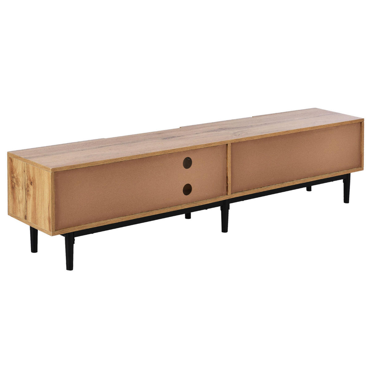 TV-SCHRANK in Light Oak und Schwarz mit LED Beleuchtung 175/31/41 cm - Eichefarben, Holzwerkstoff (175/41/31cm) - Redom