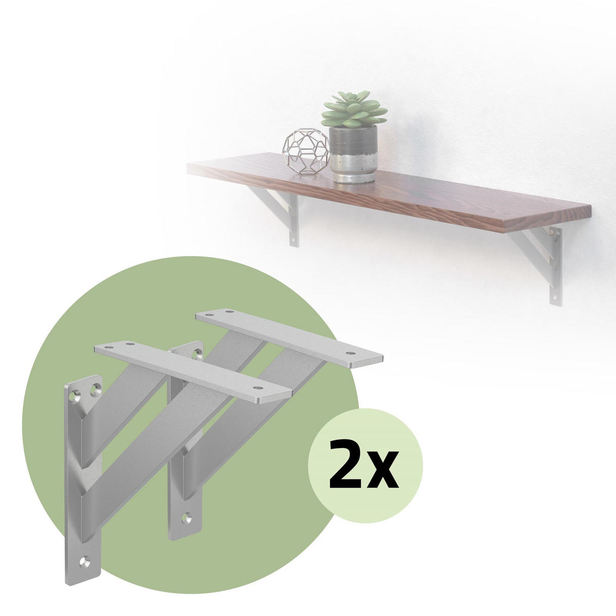 REGALTRÄGER 2er Set - Silberfarben, Metall (18/3/18cm) - ML-DESIGN