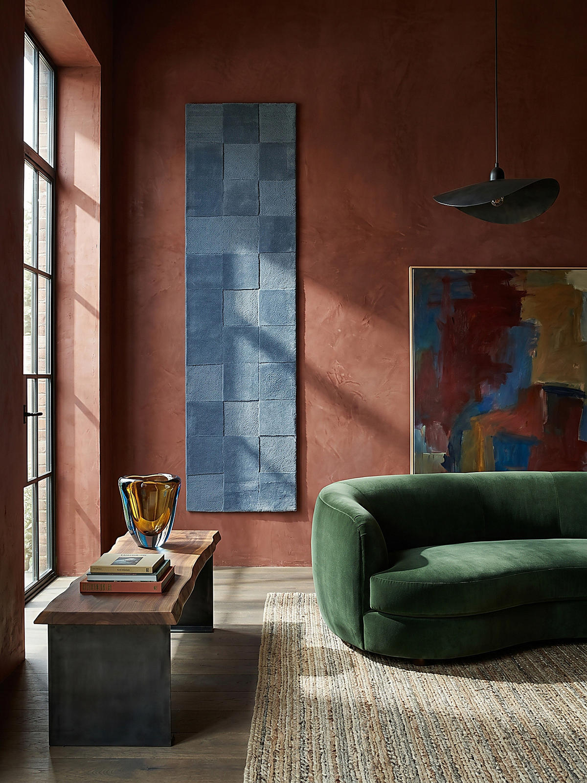 TEPPICHLÄUFER DEBEN, mit Schachbrettmuster, Blau, 60 x 230 cm - Blau, Textil (230/60cm) - KADIMA DESIGN