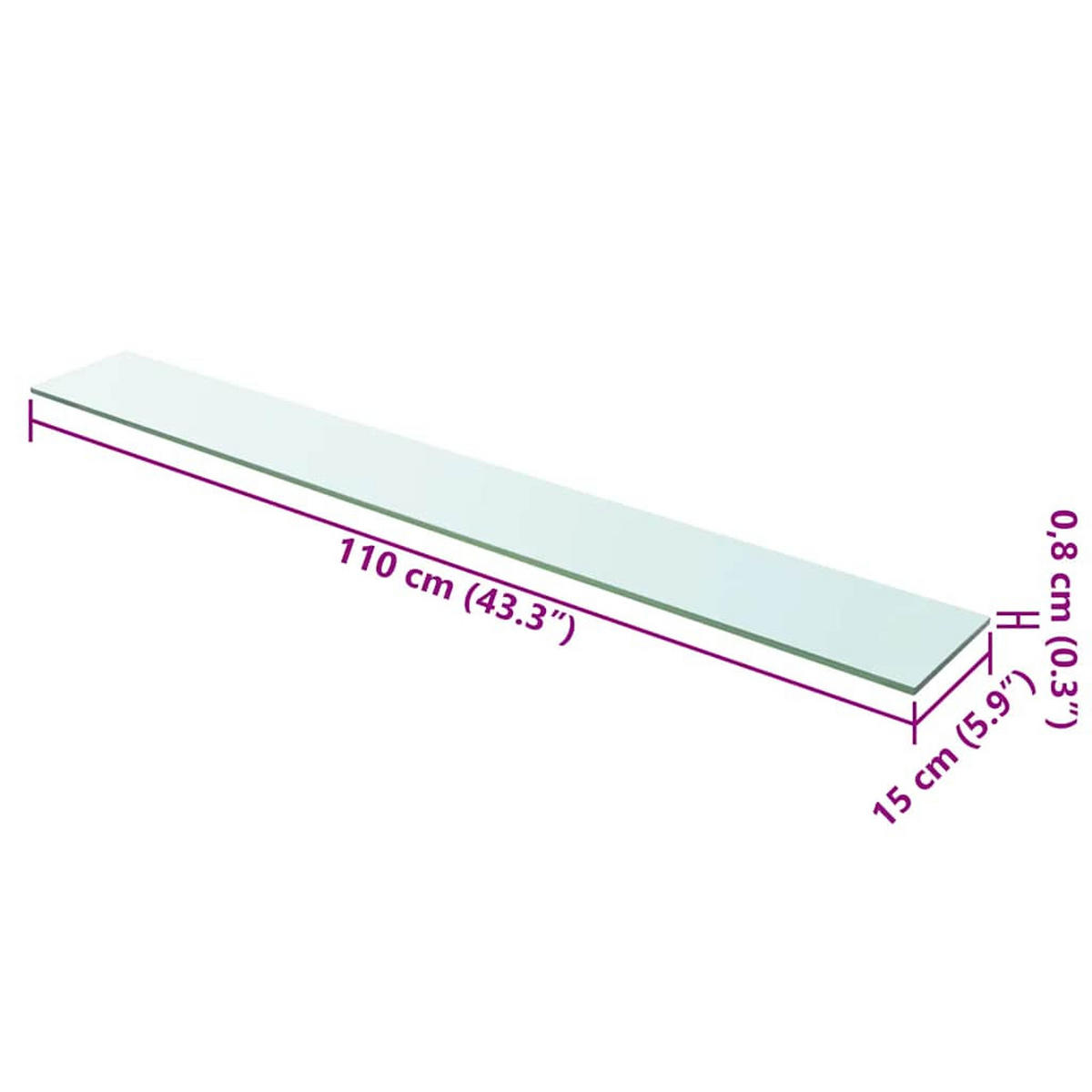 WANDBOARD 110/15/0,8 cm aus Glas Transparent - Transparent, Glas (110/0.8/15cm) - vidaXL