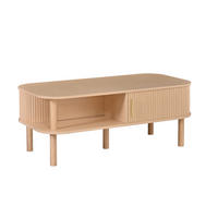 COUCHTISCH Holzoptik mit Rolltor & Ablage 110x55cm Skandi Design - Walnussfarben, Holzwerkstoff (110/55/45cm) - Urban Meuble