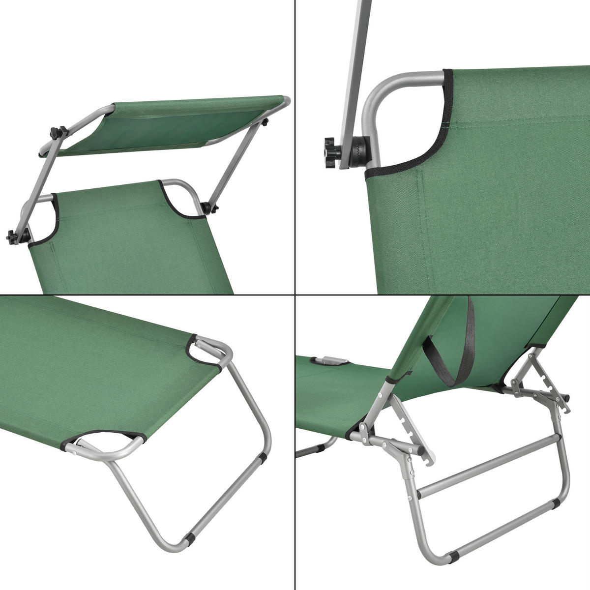 SONNENLIEGE-SET 2 TLG. Argozelo - Dunkelgrün, Metall (186/24/55cm) - casa.pro