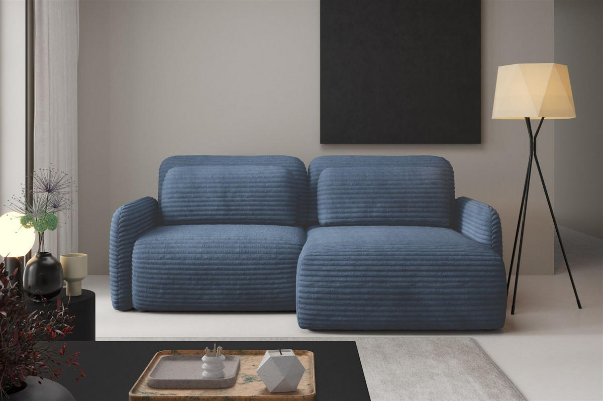 ECKSOFA Simone Mit Schlaffunktion - Blau, Holzwerkstoff/Textil (165/240cm) - Fun Möbel