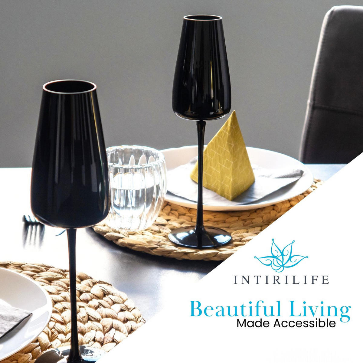 CHAMPAGNERGLÄSER 220 ml (4er-Set) - Schwarz, Glas (0.2L) - Intirilife