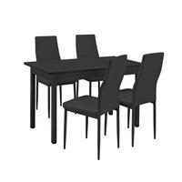TISCHGRUPPE Jørpeland - Schwarz, Holzwerkstoff/Textil (120/75/60cm) - [en.casa]