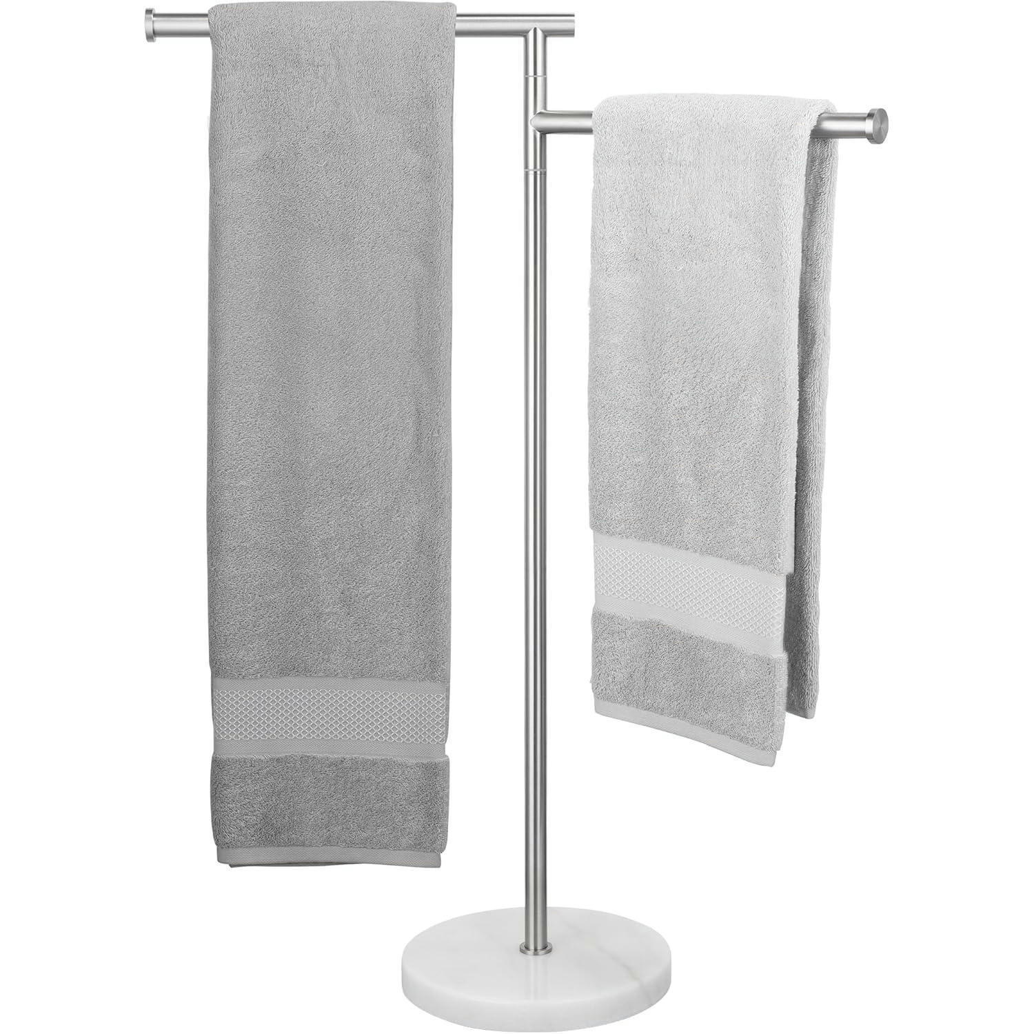 HANDTUCHHALTER stehend 2-armig mit Marmorsockel gebürstet - Grau, Stein (26/91.7/47cm)