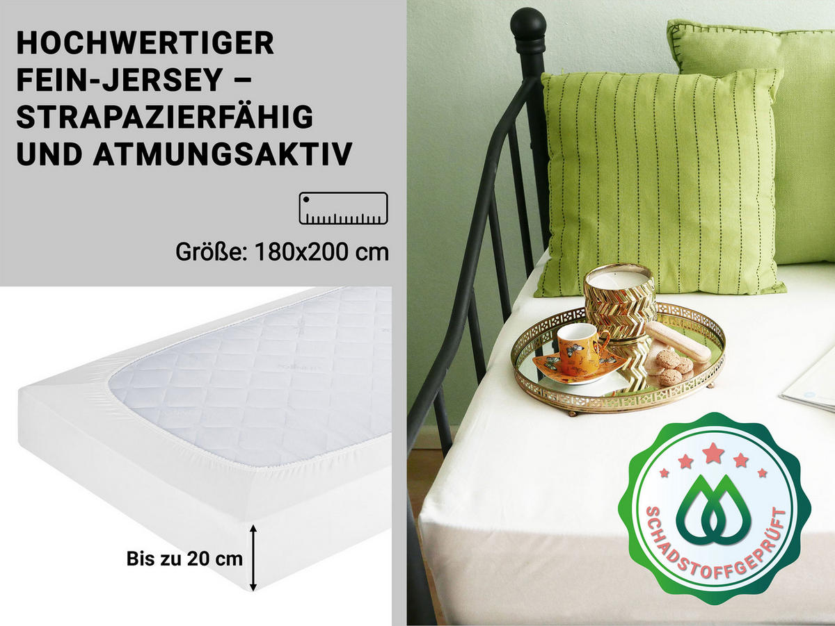 SPANNBETTLAKEN, 180x200 cm, 100% Baumwolle, Weiß - Weiß, Textil (180/200cm) - Zollner