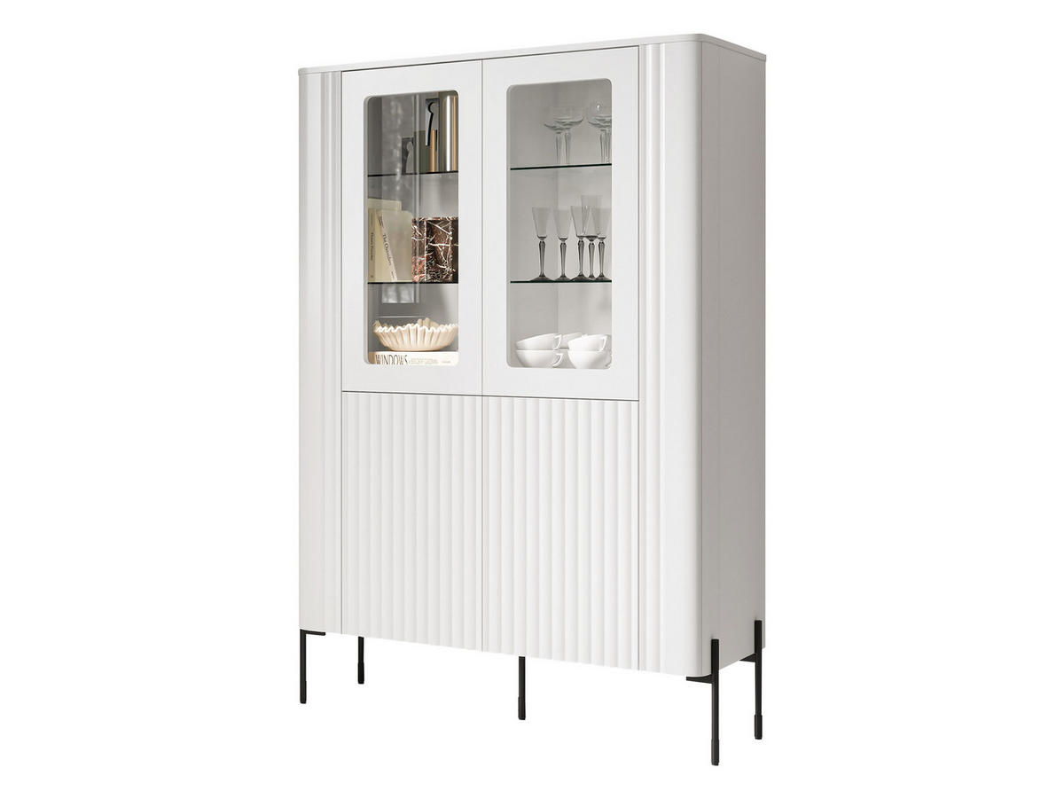 VITRINE Vera - Schwarz/Weiß, Holzwerkstoff/Metall (110/160/40cm) - MIRJAN24