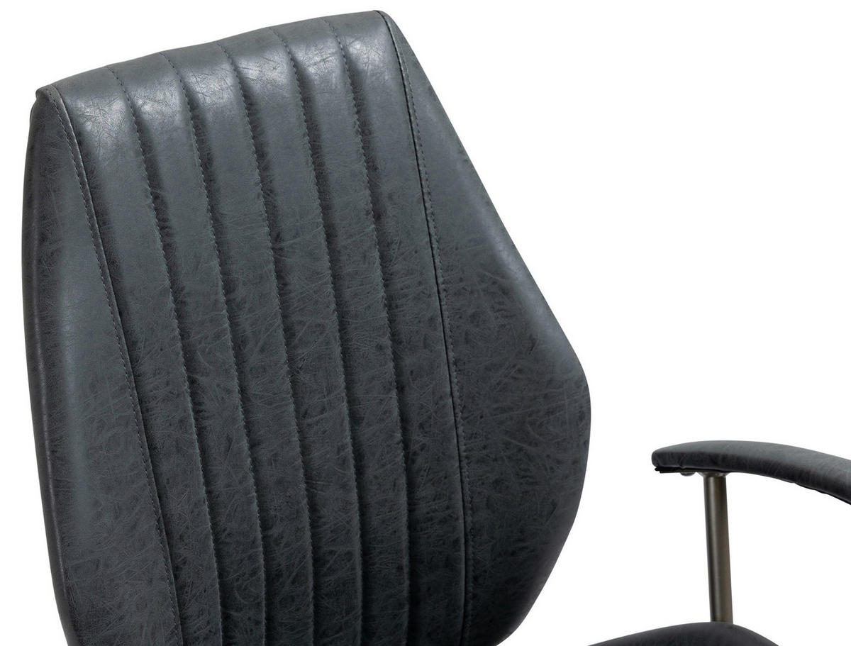 DREHSTUHL Lederlook antik schwarz - Schwarz, Textil/Metall (69/97/61cm) - CLP