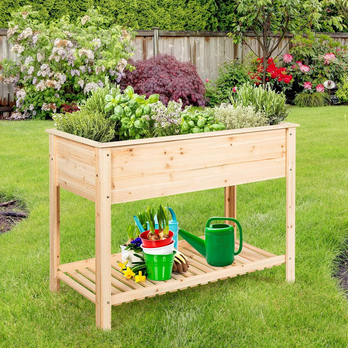 HOCHBEET Pflanzkübel Pflanzkasten Holz - Apfelbaumfarben, Holz (41/81/92cm) - COSTWAY