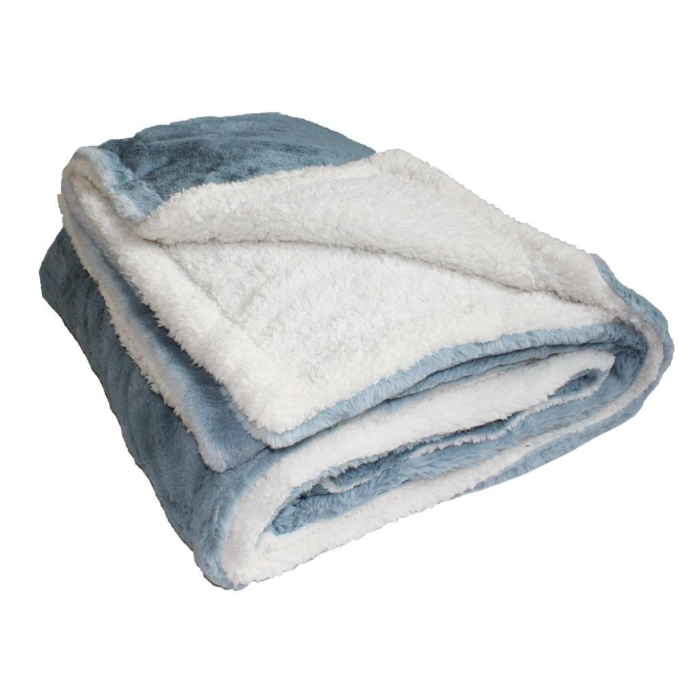 PLAID Fleecedecke XL Nachahmung "Kaninchen" 220 x 240 Blau - Blau, Textil (220/240cm) - LE COMPTOIR DE LA PLAGE