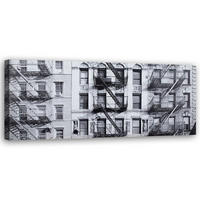 WANDBILD gebäude s/w - Schwarz, Textil (90/30cm) - Feeby