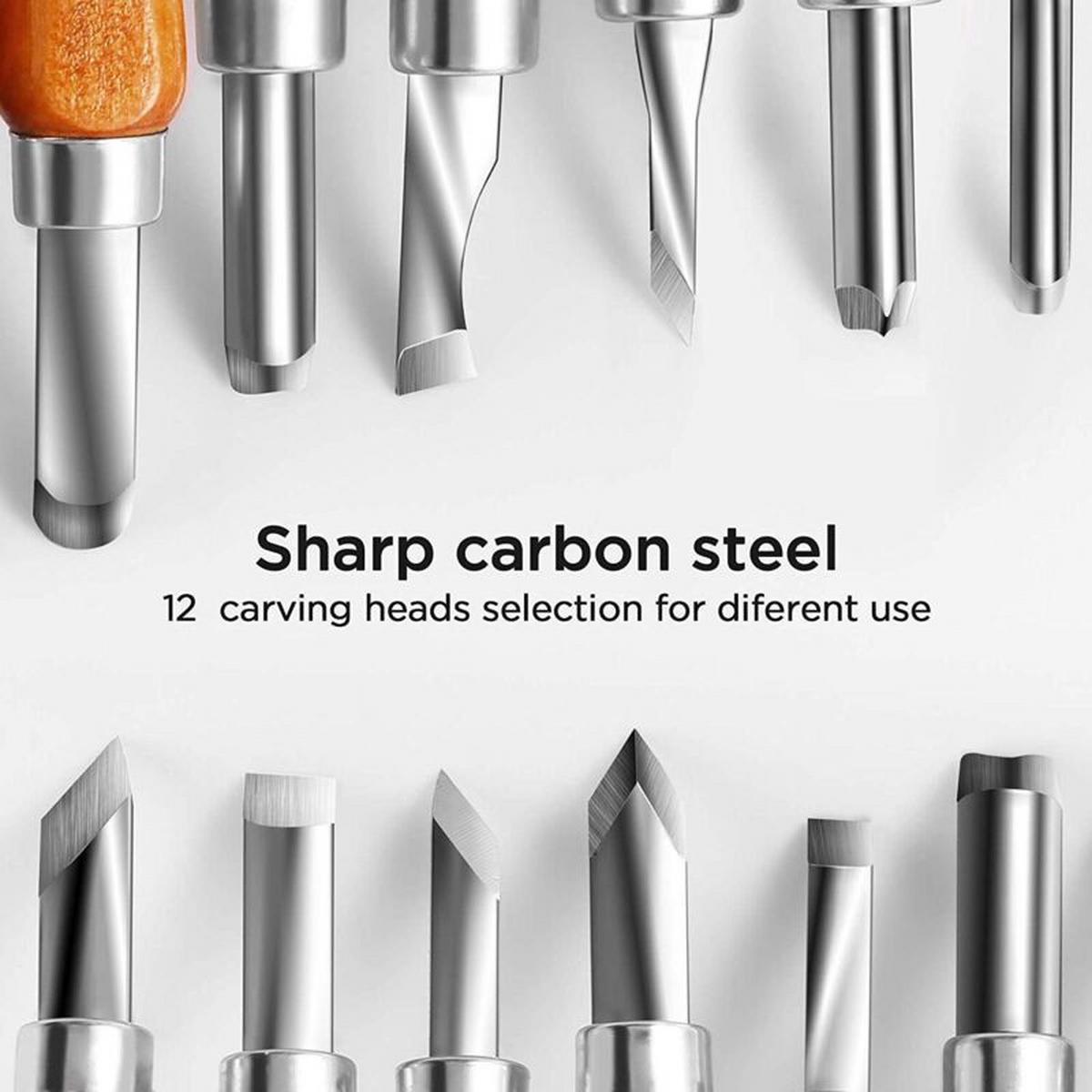 BOHRER – 12er-Set – Kohlenstoffstahl – für Holzschnitzerei und Bastelarbeiten - Braun, Metall (27/17/1.8cm) - DCA