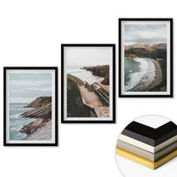 WANDBILDER 3er-Set - 40x60 cm Schwarzer Rahmen - Klippenblicke, Strandlandschaften - Schwarz, Kunststoff (40/60cm) - ArtPrintCave