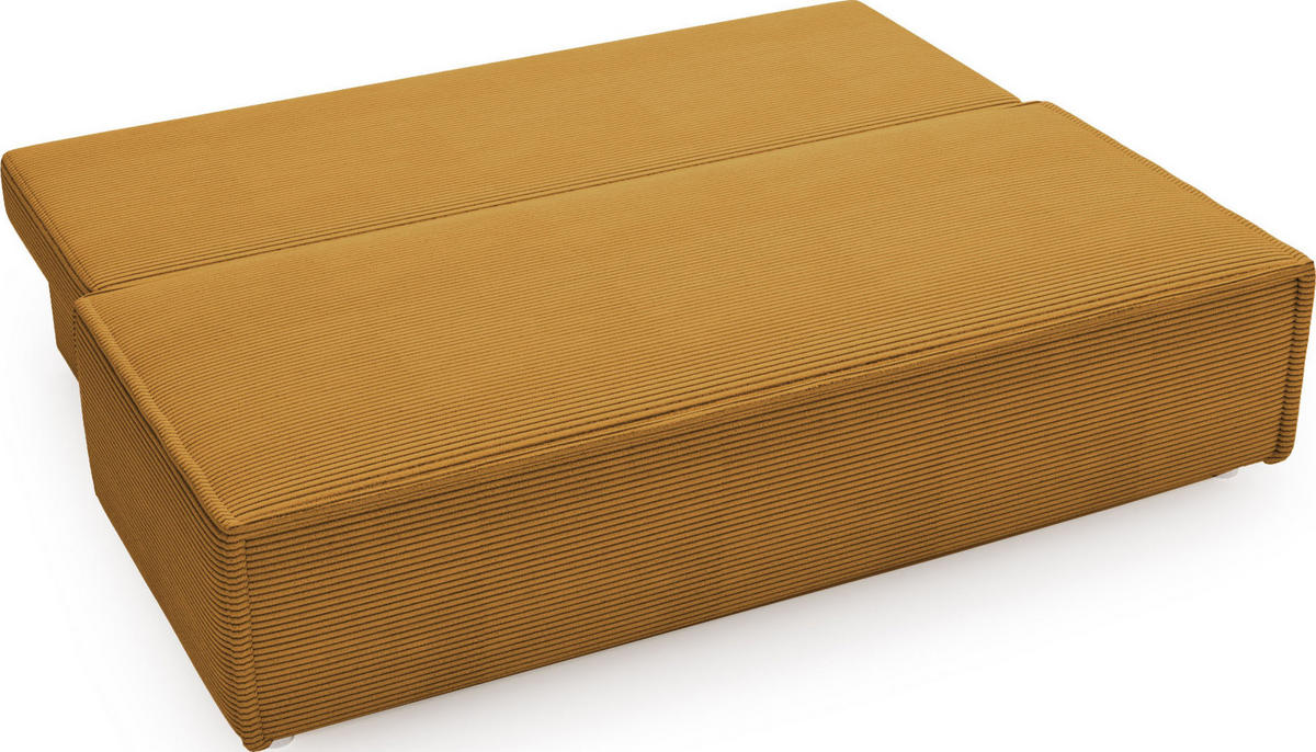 SCHLAFSOFA Diana mit Bettkasten, Senfgelb 200/89/100 cm - Edelstahlfarben/Orange, Textil/Metall (200/89/100cm) - WFL GROUP