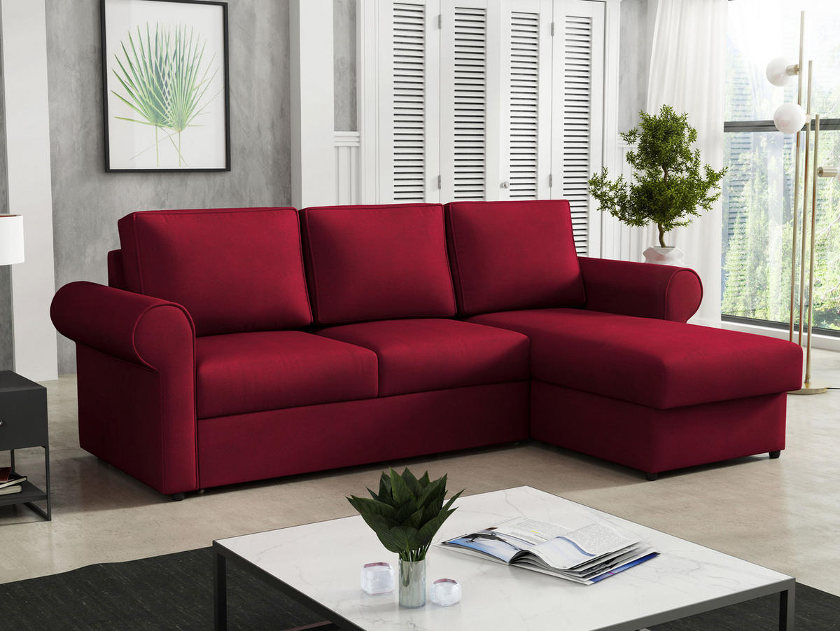 ECKSOFA Monaco - Rot/Schwarz, Holz/Textil (246/155cm) - MIRJAN24