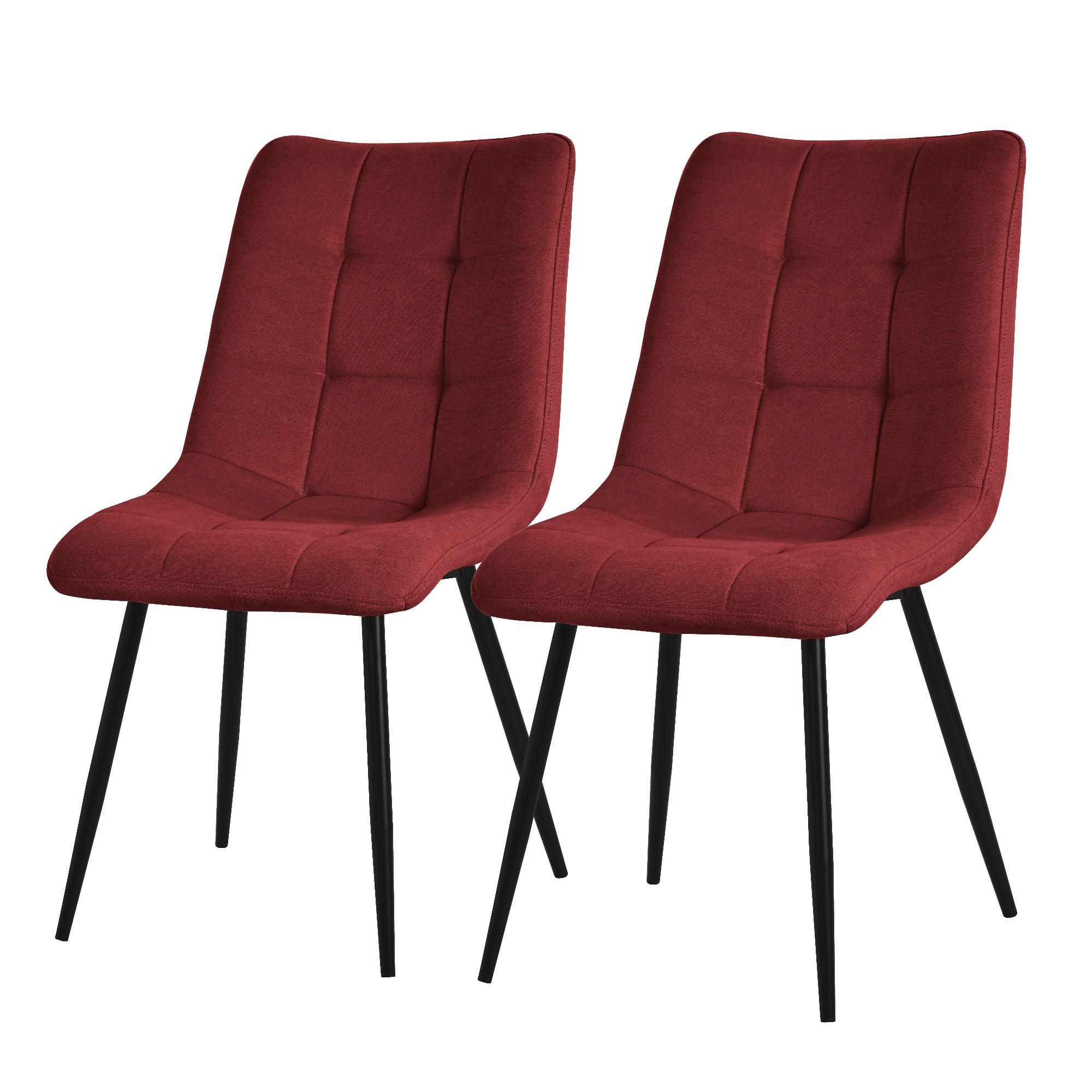 ML-DESIGN JÍDELNÍ ŽIDLE, SADA 2 KS, červené, látkové potahy