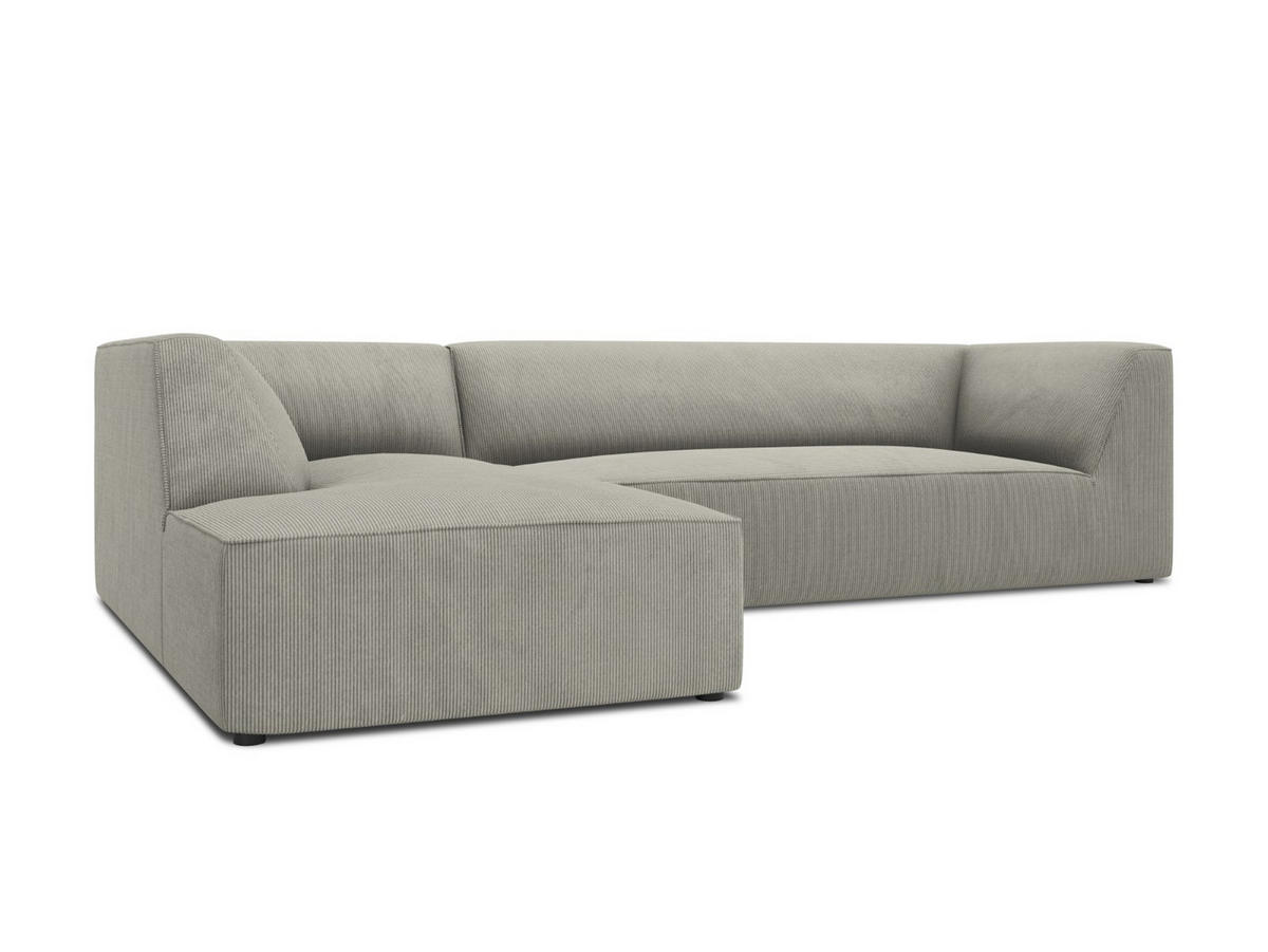 ECKSOFA links Ruby aus Cord hellgrau 4 Sitzplätze - Hellgrau, Textil (180/273cm) - Micadoni