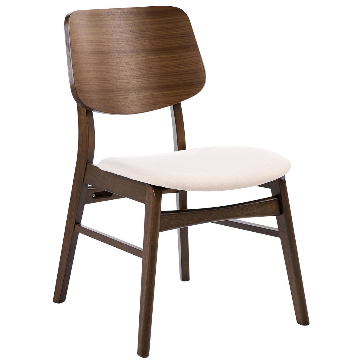 ESSZIMMERSTUHL 2er-Set Stoff Cremeweiß/Braun Mayer - Weiß, Textil (50/80/59cm) - Beliani