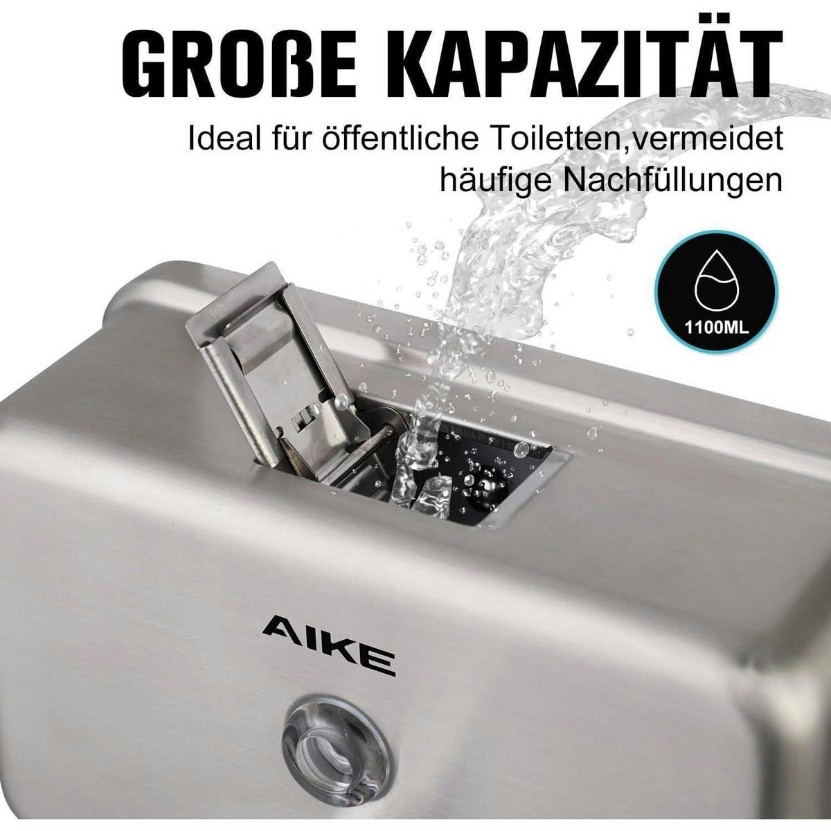 SEIFENSPENDER Edelstahl gebürstet 1100 ml - Silberfarben, Metall (7.2/12.2/20.2cm)