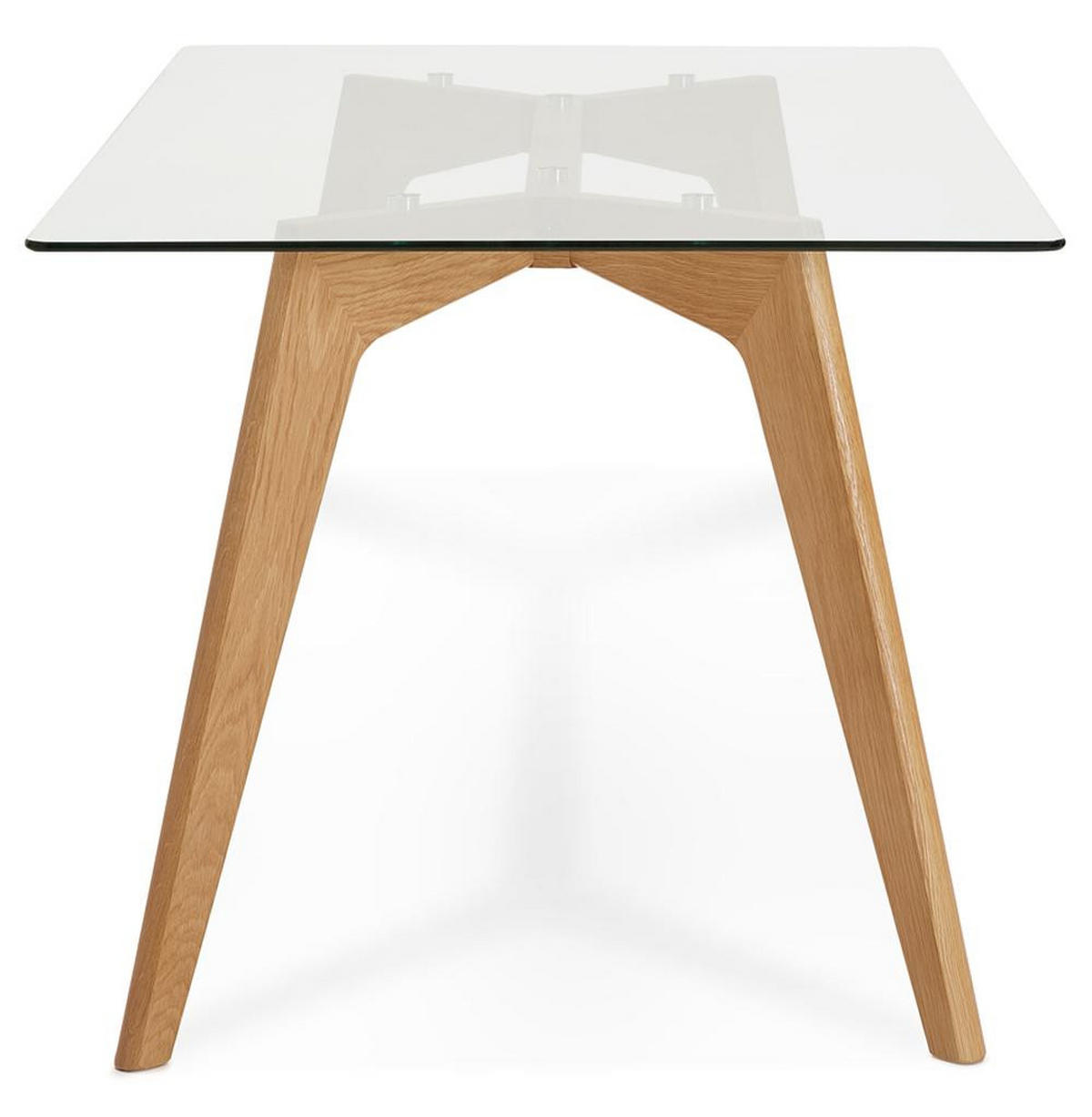 ESSTISCH – Glas Eiche 180x90 cm Transparent Modern - Transparent/Beige, Glas/Eichenholz (90/180/75cm) - KADIMA DESIGN