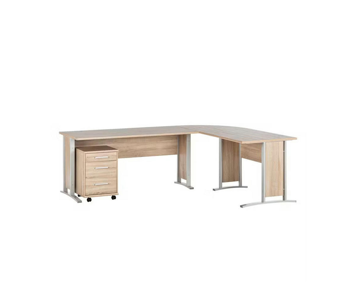 BÜROMÖBEL Office Line in Eiche Sonoma 5 teilig - Braun, Holzwerkstoff (120/80/200cm)