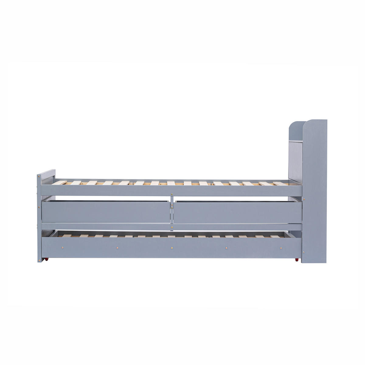 JUGENDBETT 90/190 cm & 90/190 cm in Grau mit 2 Schubladen, USB und Ablage - Grau, Holz/Holzwerkstoff (90/190cm) - WISHDOR